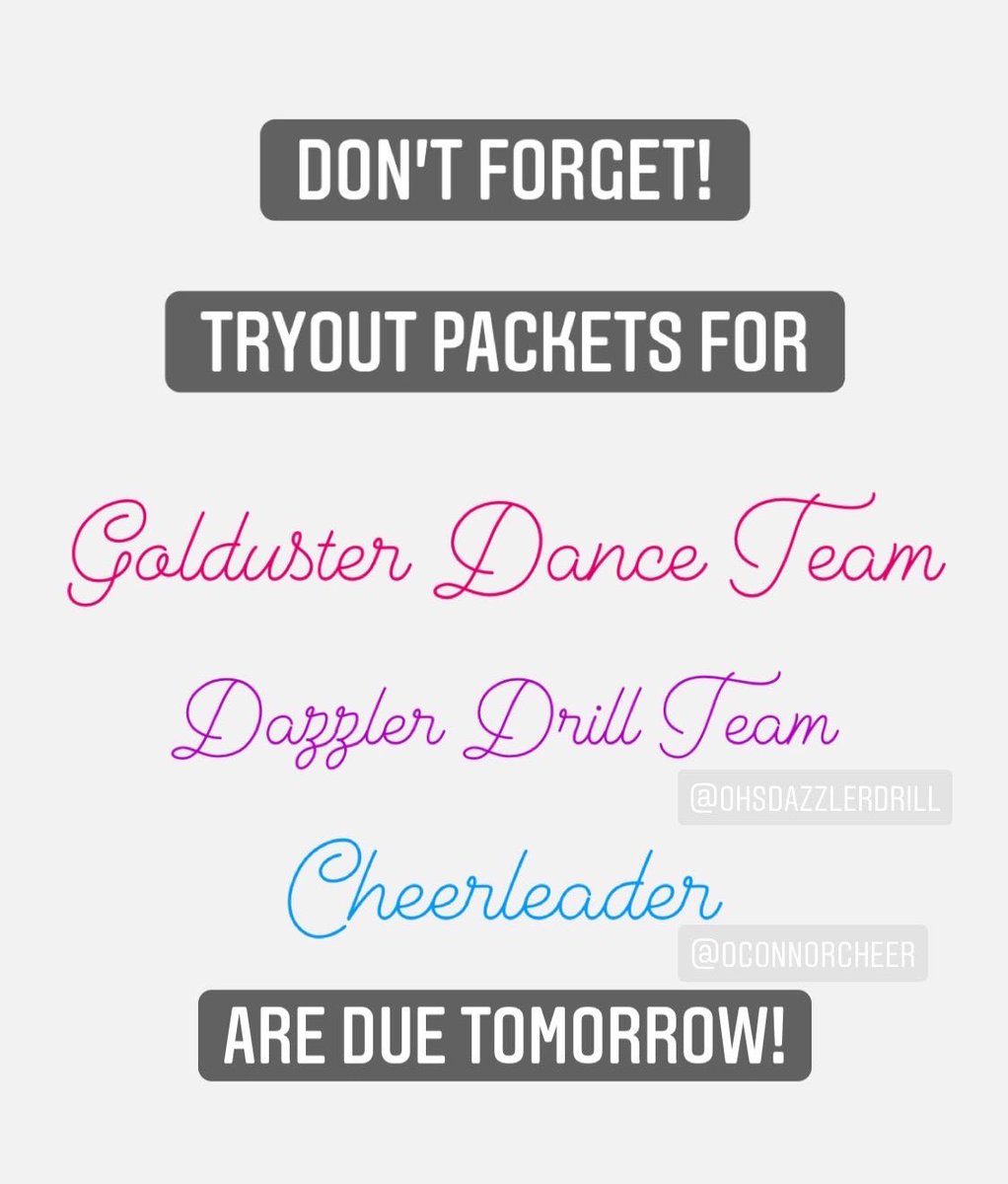 Tryout packets due tomorrow! <a href="/NISDOConnorHS/">O'Connor High School</a>