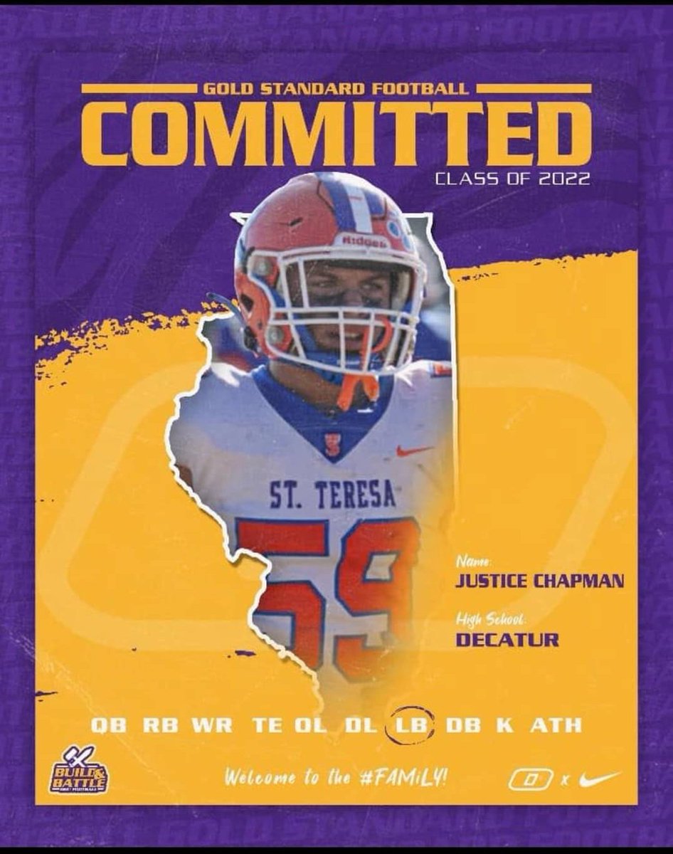 Congrats to <a href="/JusticeChap59/">Justice Chapman</a> making his commitment to <a href="/ONU_FB_Strength/">Olivet Nazarene Univ</a> to continue his academic &amp; football career!