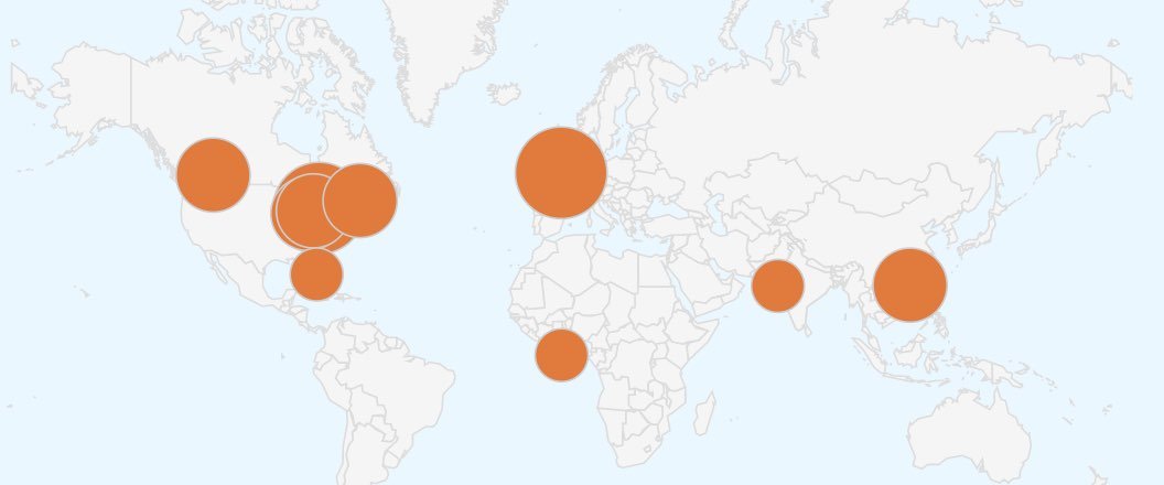 ProtestXTools's tweet image. Let&apos;s put more dots on this map, people all over the world using protest.tools/russia to slow/shut Russian servers down. #HelpUkraine 🇺🇦