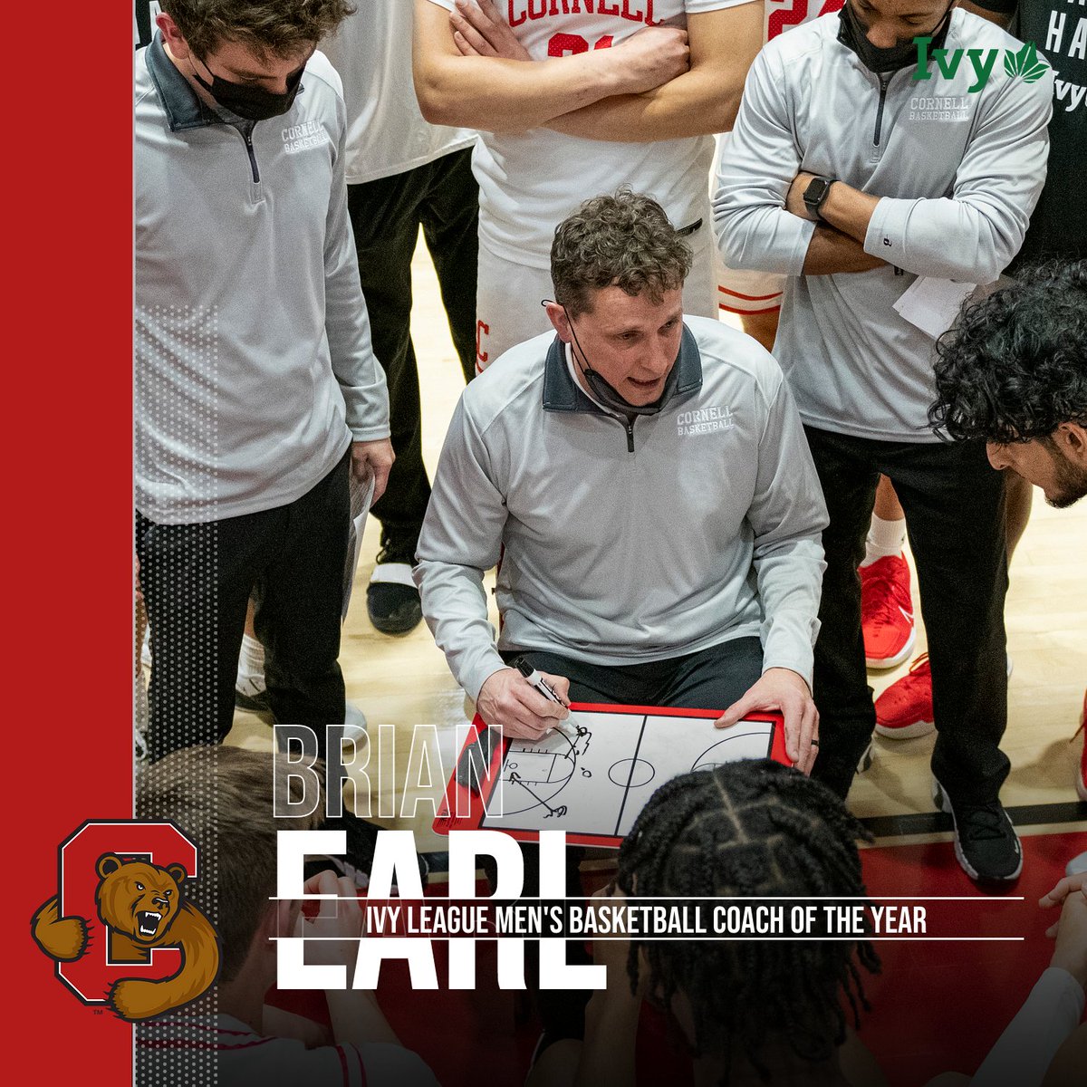 Brian Earl of @CUBigRedHoops led a team picked seventh in the Ivy preseason media poll with five starters lost to graduation to a spot in the conference tourney and the program's first winning mark in 12 years. He's your Ivy League Men's Basketball Coach of the Year. #YellCornell