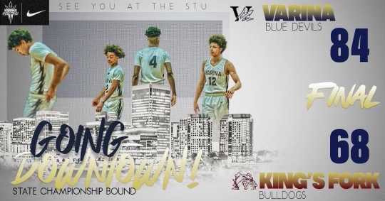 AthleticsVarina's tweet photo. The Rivalry of the #EastEnd is GREAT. But the LOVE between the East End is AMAZING!
@BoysVarina 💙💛
@hshsboysbball 💛🖤
BOTH making it to the State Title game!
@VHS_BlueDevils plays Thurs @ 2:30
@WeAreHSHS plays Fri @ 8
#OneHenrico
#Route5
#OakSt https://t.co/tFdekSyhlu