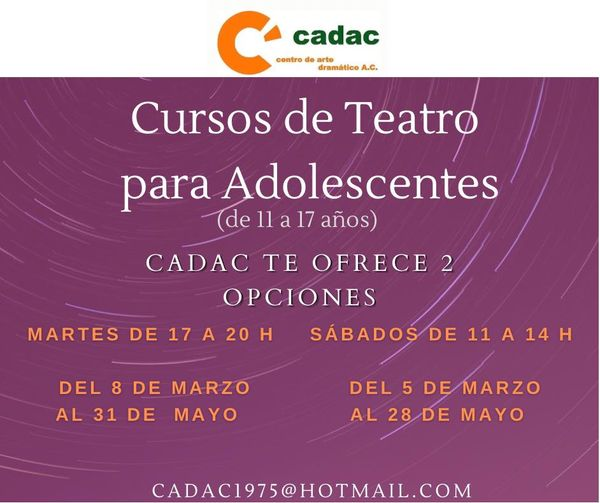 ¡Vuelven los cursos presenciales de TEATRO ! <a href="/centrodecoyo/">Centro de Coyoacán</a> <a href="/SanAngelMX/">Barrio de San Ángel</a>  <a href="/GuiaCoyoacan/">Guía Coyoacán</a> <a href="/La_Portales/">Colonia Portales</a> 
INSCRIPCIONES ABIERTAS