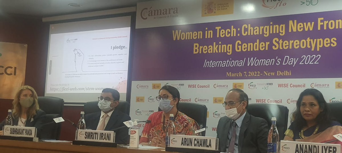 On the occasion of International Women's Day , so honored to have the Hon'ble Union Minister for WCD Smt Smriti Irani and the PSA Prof Dr Vijayargahavan launch the FICCI Women in Science Technology and Entrepreneurship Council (WISE). Thank you! 
#Reclaimourspace #WomeninTech