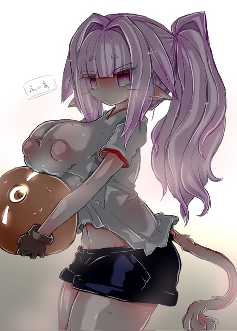 リクエストで描いた体操服ポニーテール姿のの清楚乳牛●学生です 