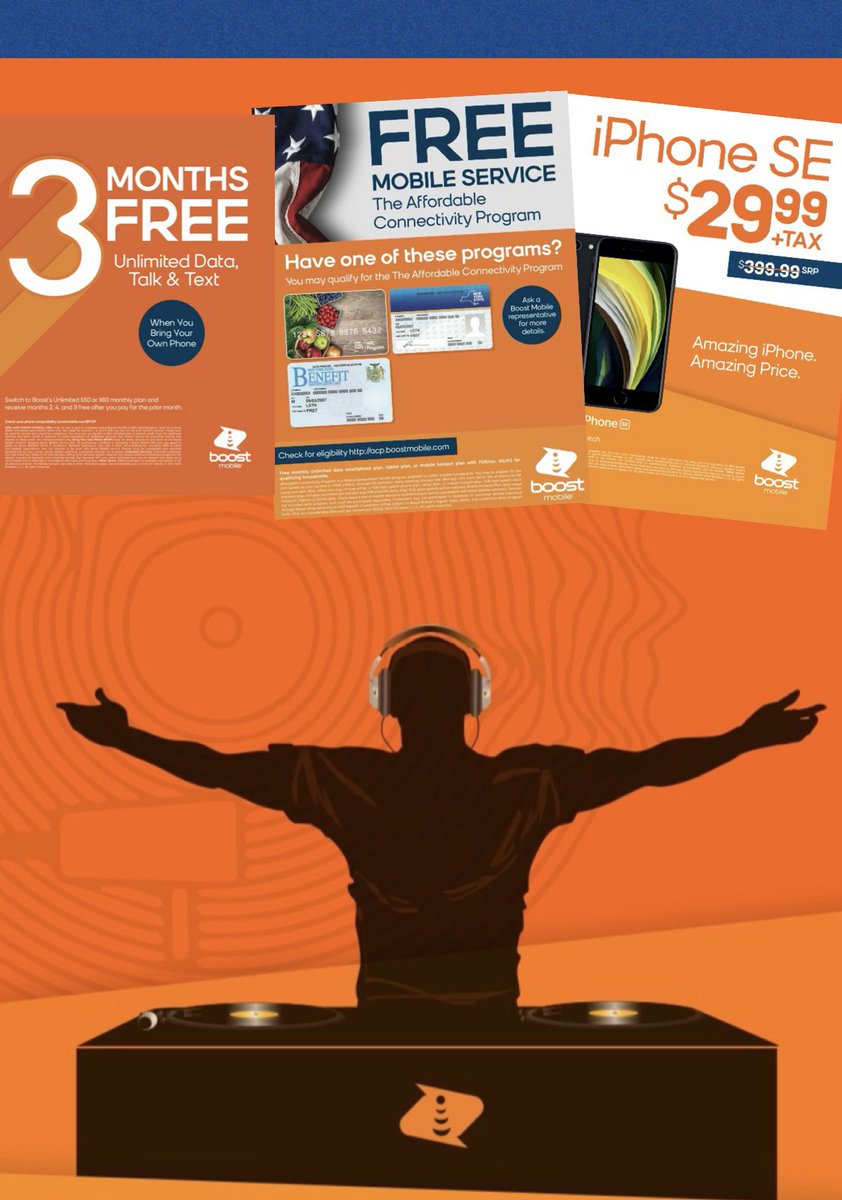 Feel the Beat &amp; Enjoy the Savings 💰with Boost Mobile! Join Us Thursday,3/10• 1PM - 5PM @ 1876 Lexington Av. #Harlem #NYC Enjoy tunes 🎶 &amp; giveaways.Sign up for Free Mobile service w/a qualifying application• Make the Switch &amp; Save BIG w/ our Samsung Galaxy or iPhone SE BOGOs