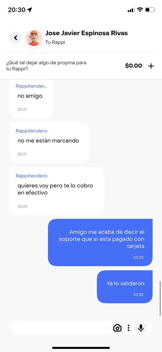 luisfnachon's tweet photo. Acabo de tener una experiencia desagradable con un repartidor de @RappiMexico, hice un pedido que pagué con tarjeta y el repartidor intentándose poner vivo me lo quería cobrar aparte en efectivo mintiendo que no había pasado el pago. Después de una discusión decidió amenazarme. https://t.co/8NkS2a3JZL