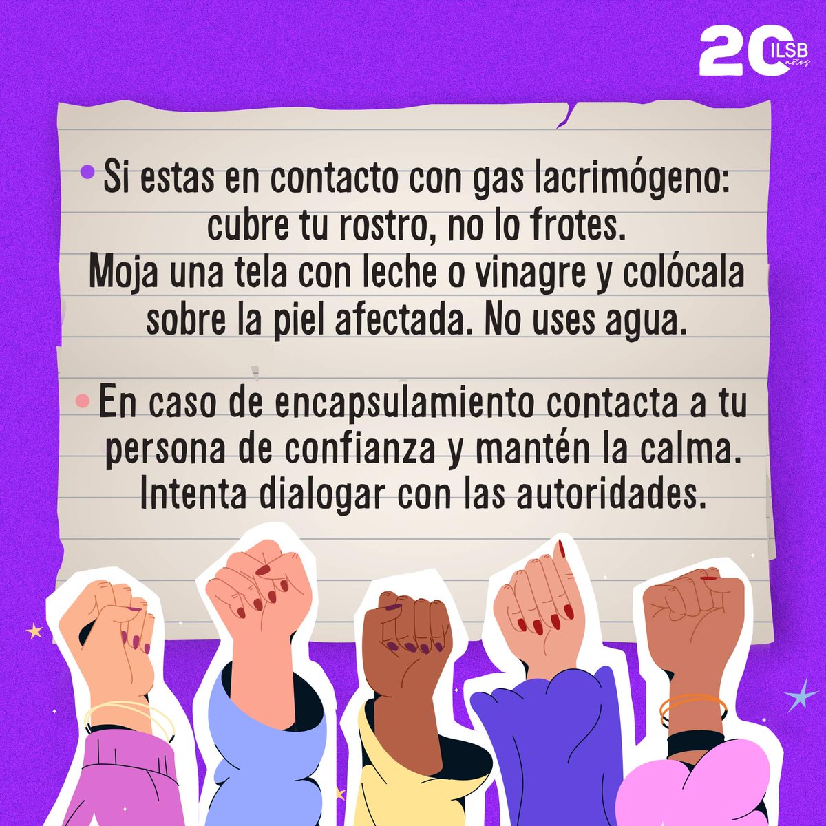 ilsb_ac's tweet photo. Si mañana acudes a las movilizaciones en tu localidad por el #8Marzo2022 💜, te compartimos unas recomendaciones para el autocuidado.🤜✨🤛

#LoVamosATirar 💥 #8M #NiUnaMenos https://t.co/37v9ULVUih