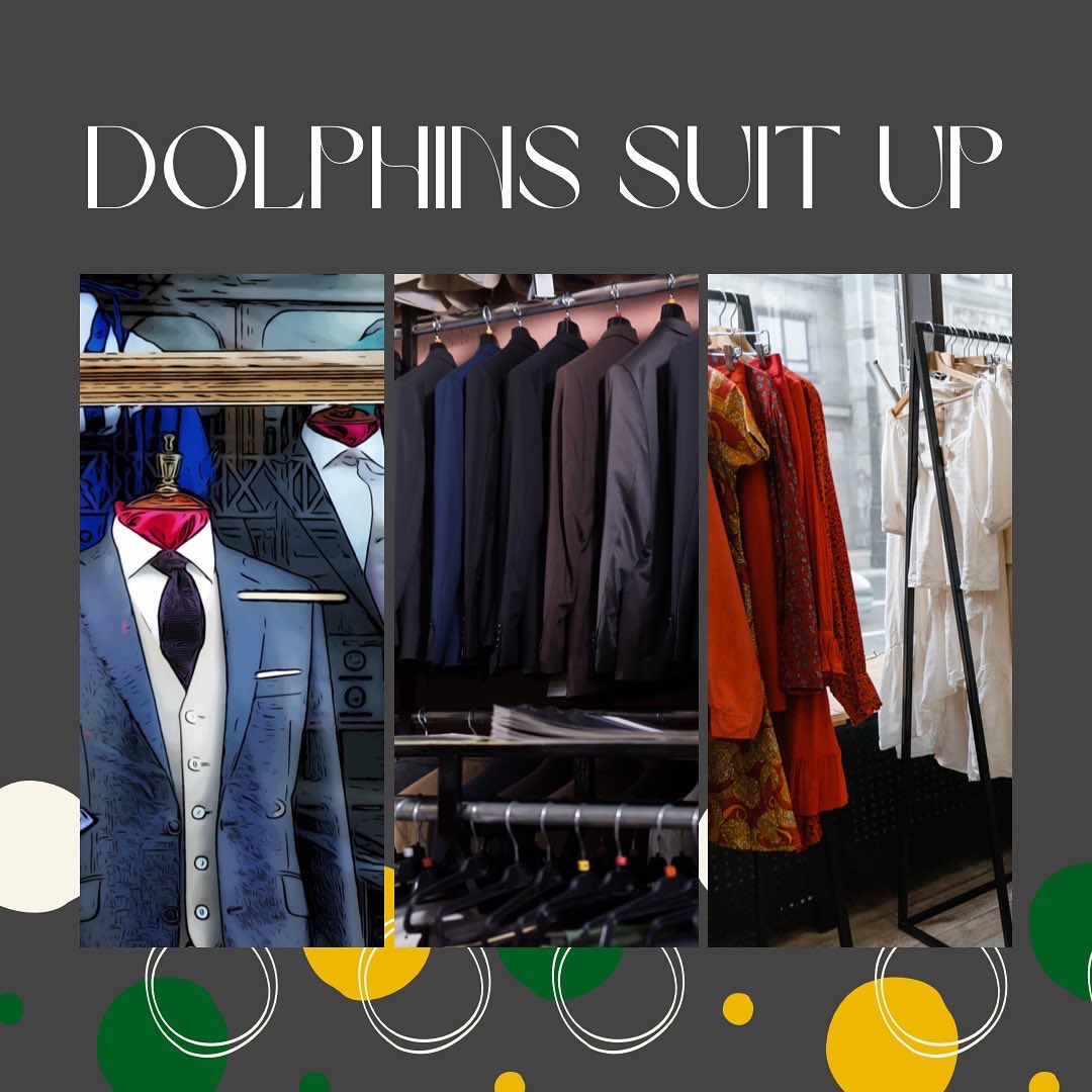 If you are planning to buy professional attire in the near future participate in the Dolphins Suit Up. 
A limited number of $100 scholarships are available for participating in Suit Up. The due date to apply is March 15th at 11:59pm. 💸✨ #apply #scholarship