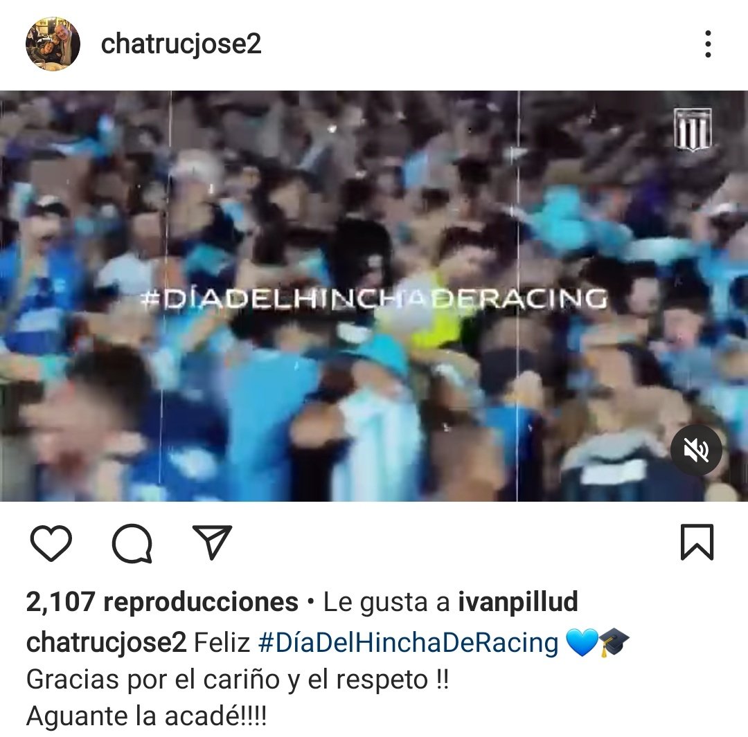 Locura_academia's tweet photo. El "Pato" #Fillol, "Pepe" #Chatruc, "Chiche" #Arano y el "Turco" #García también mandaron sus saludos por el #DíaDelHinchaDeRACING. 👏🏼👏🏼👏🏼 https://t.co/PFvB4zz916