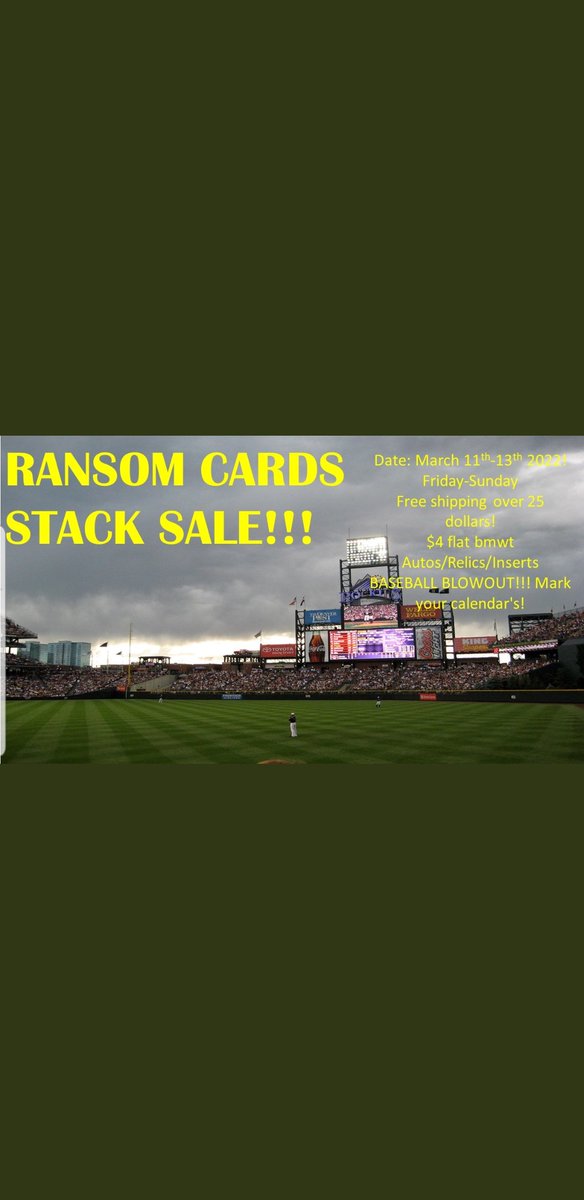 MDRANSOM1's tweet photo. Ransom cards stack sale this weekend! Gonna have tons of fire and deals! https://t.co/KyQddjvRaL