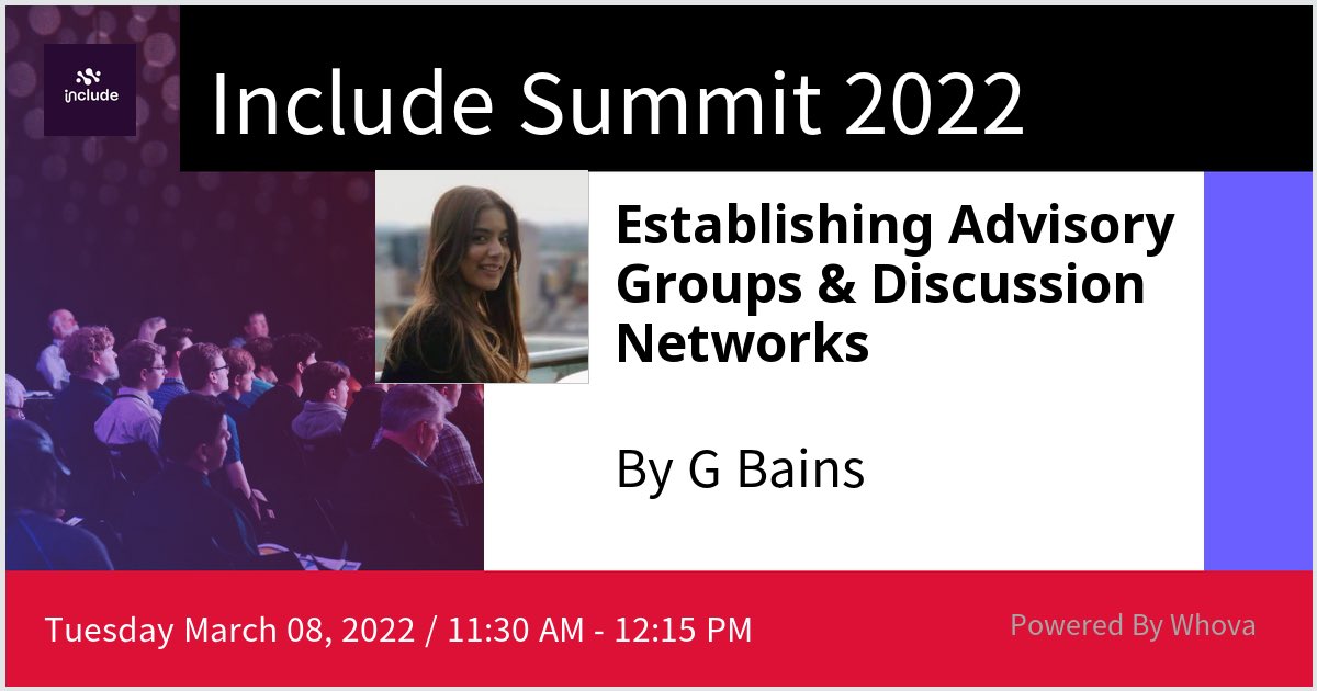 I am speaking at Include Summit 2022. Please check out my talk if you're attending the event! #IncludeSummit - via #Whova event app