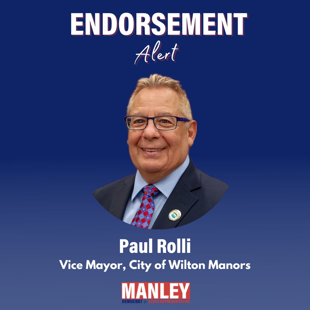 iElijahManley's tweet photo. Our campaign’s first new endorsement of this election cycle, my friend Vice Mayor Paul Rolli.
Vice Mayor Rolli is doing awesome work in the City of Wilton Manors, making the island city an even better place to live. #FL99 https://t.co/0UwpT5Nr9x