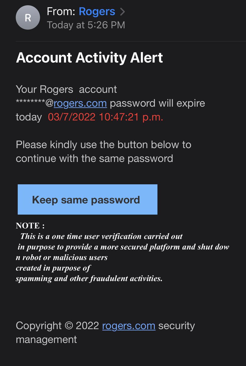 scott_toman's tweet photo. @rogerstechhelps looks like you have some phishing scams happening. https://t.co/Rr9B3UOnSR