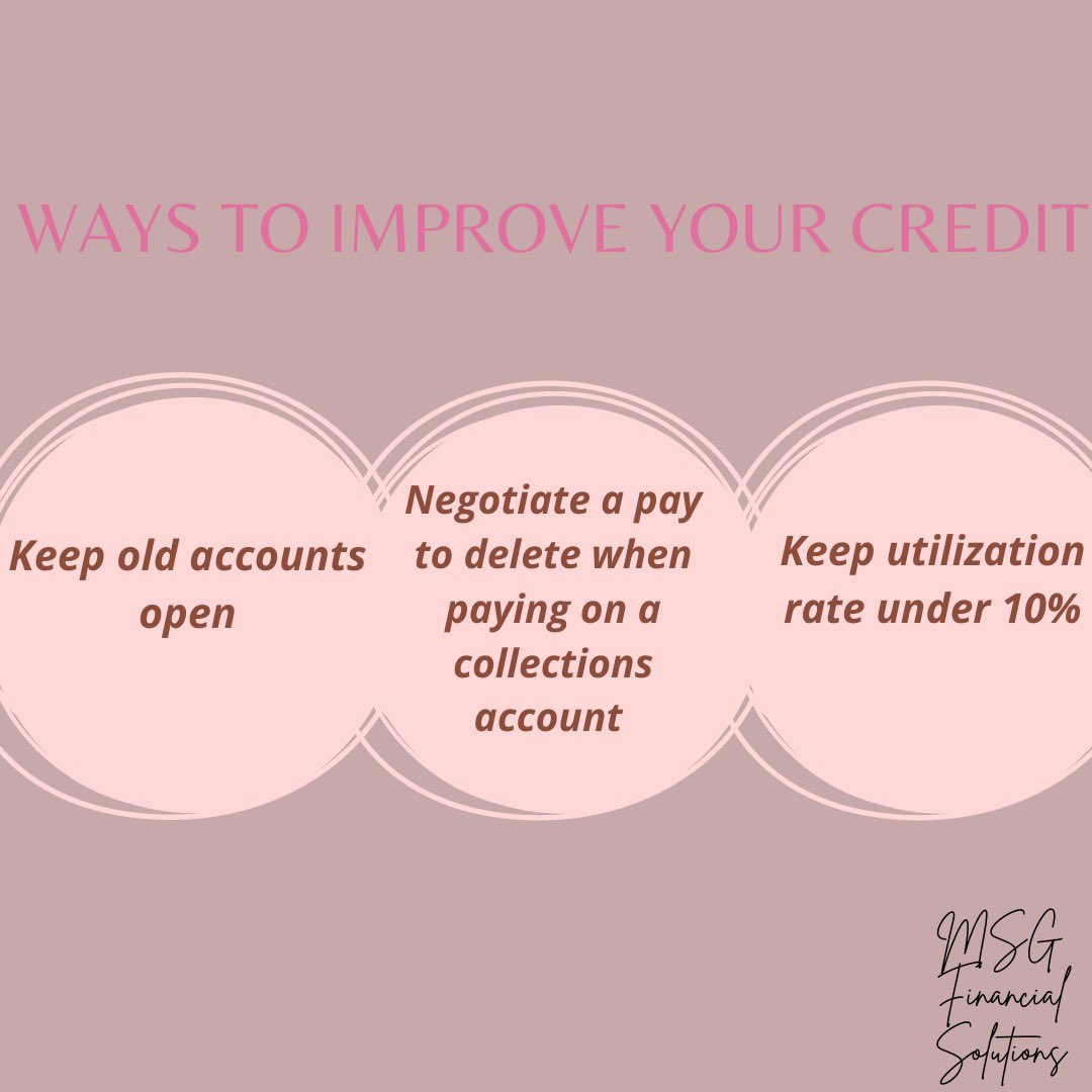 imarinax's tweet photo. here are 3 ways you can get a credit score increase. 

💎 keeping older accounts open have a positive impact on your score because of length of history, which is 15% of ur score. 

💎Ask collection agency for a pay to delete. 

💎pay down cc to 10% by ur statement due date. https://t.co/YxsQtHXfN8