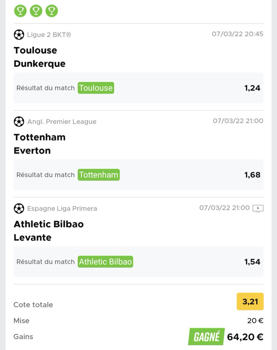GamblaKing121's tweet photo. Pas de N hier ni aujourd'hui 😢
Obligé de se contenter du minimum (@3,21 et @3,9)
Vivement la #UCL pour aller chercher de grosses côtes la #TeamParieurs ! https://t.co/uOYmKzPgiW