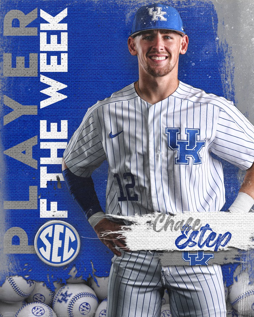 #SECBSB 𝗣𝗹𝗮𝘆𝗲𝗿 𝗼𝗳 𝘁𝗵𝗲 𝗪𝗲𝗲𝗸:

Chase Estep • <a href="/UKBaseball/">Kentucky Baseball</a> 

⚾️ » secsports.social/bsb37