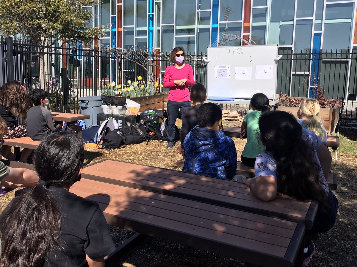 FourFiveD39C's tweet photo. The amazing Dr. Susan Ross in the garden volunteering her time to teach our learners about UFO’s - Unusual Flying Organisms 🐞🐛🦋🪲🪳@Design39Campus https://t.co/6L7xJ3bp7r