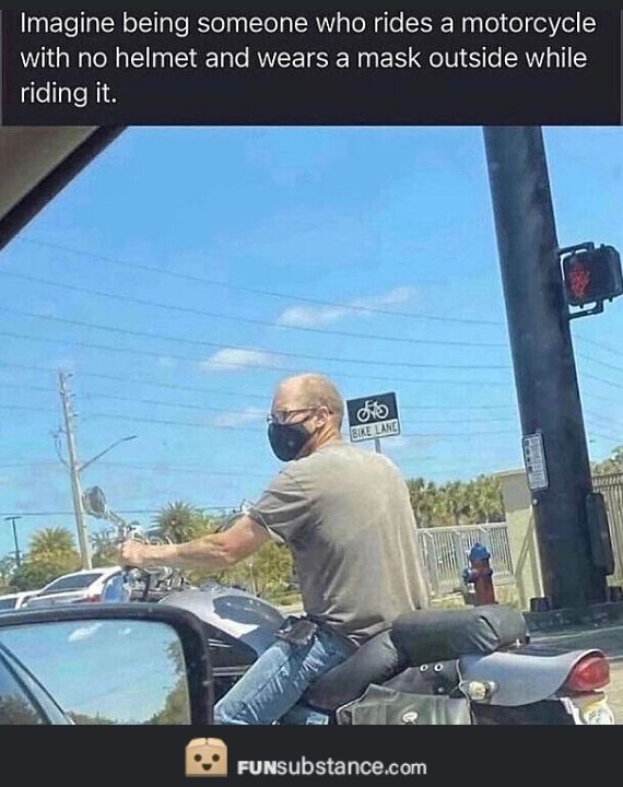 FunSubstance's tweet image. Wearing a mask outside while riding a motorcycle without a helmet🤣😂

funsubstance.com/fun/637951/wea…

#FunSubstance #Fun2022 #Fun #FunSubstance2022 #FunnyMemes2022 #Mask #Helmet #Motorcycle