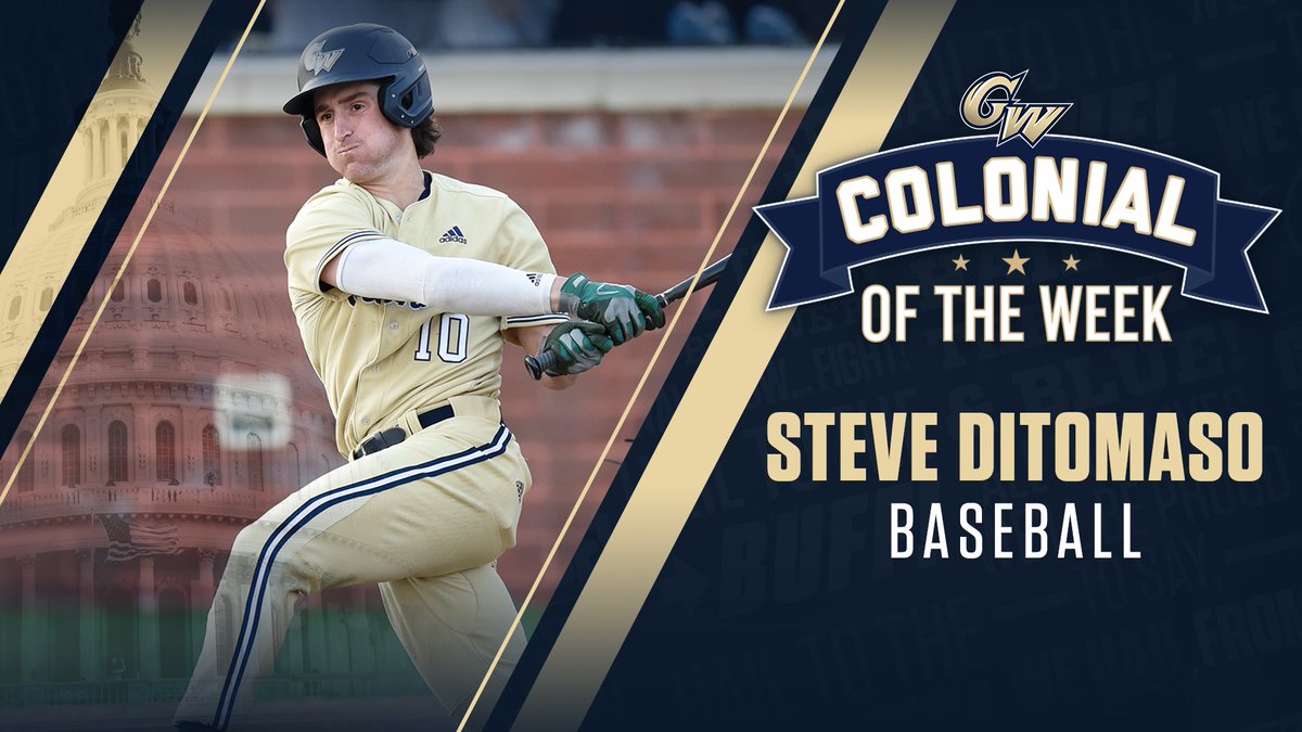 GWsports's tweet photo. Bat over .400, score six runs, and get a walk-off hit? Not a bad 7οΈβ£ days!
Steve Ditomaso is your Colonial of the Week!
#RaiseHigh https://t.co/P0fG0eq0d1