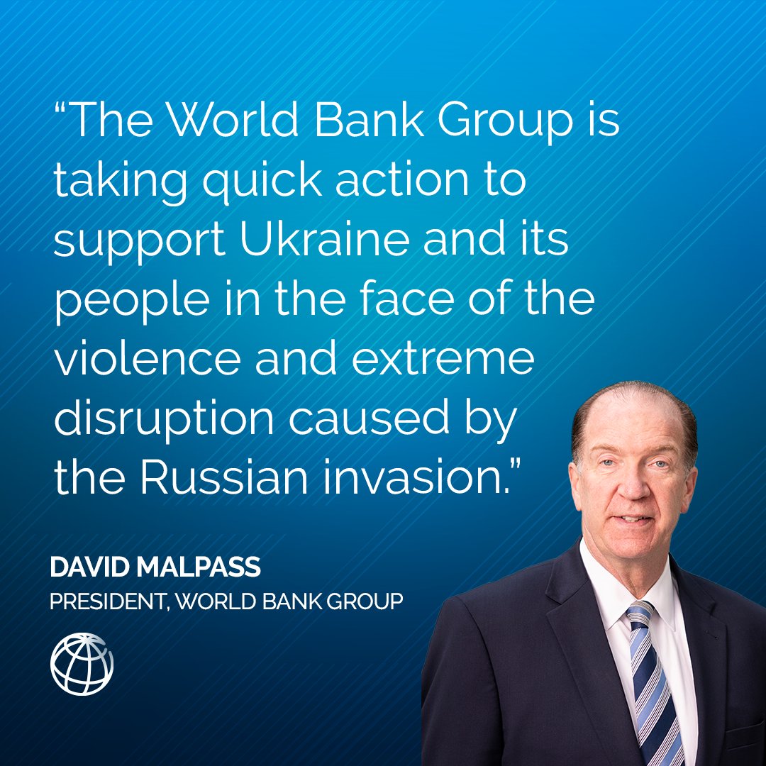 WorldBank's tweet image. .@WorldBank Group mobilizes +$700m in emergency financing to support Ukraine. The funds will help ensure critical services to people continue despite the Russian invasion. wrld.bg/Y7Io50IcmSo