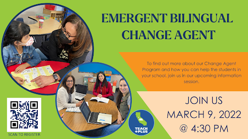 TeachPlusCA's tweet photo. We need teacher leaders to create powerful, effective educational opportunity for CA’s diverse English learners. Are you a CA educator who wants to lead that change? Apply to the @TeachPlus Change Agent Network. #ELequity Learn more at our webinar on Wed! https://t.co/KRHqk5mMZj https://t.co/tPttS7liy9