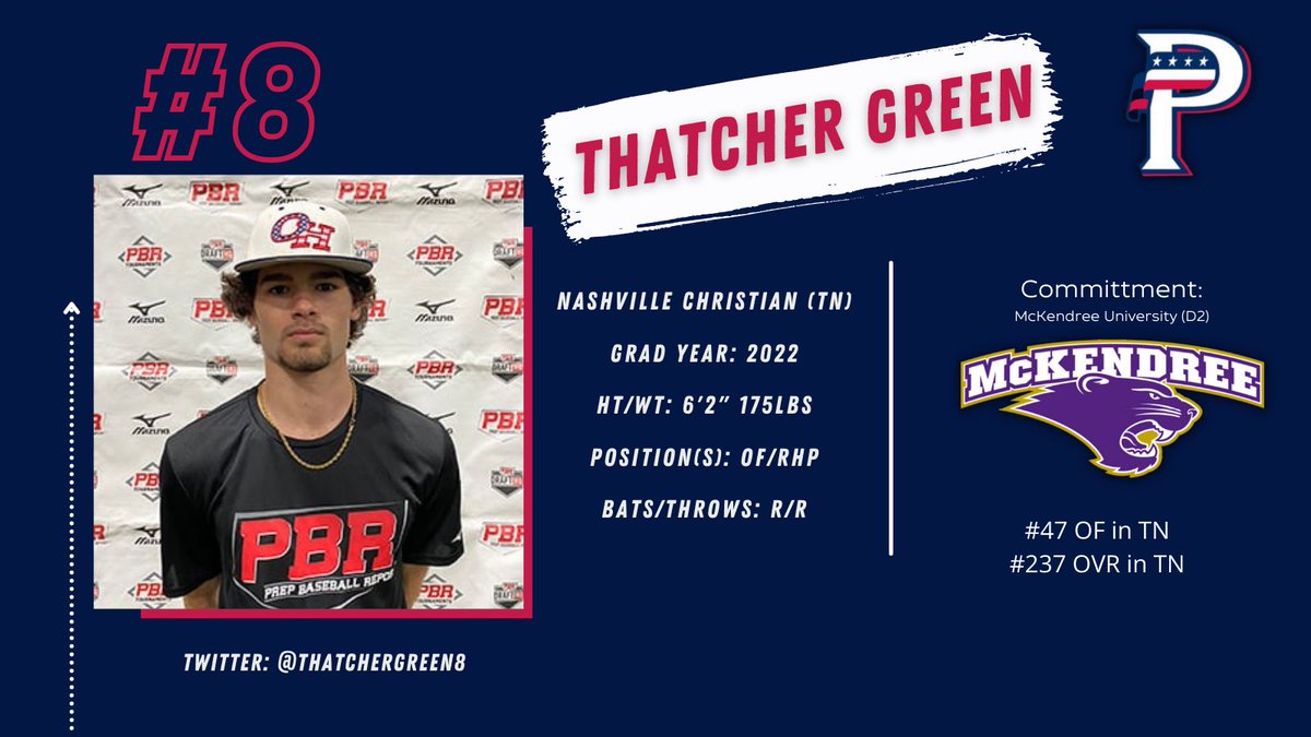 Another big time addition to our 2022 17U Scout team roster! <a href="/Thatchergreen8/">Thatcher Green</a> out of Nashville Christian HS in TN and <a href="/McKendree_BSBL/">McKendree University Baseball</a> commit!