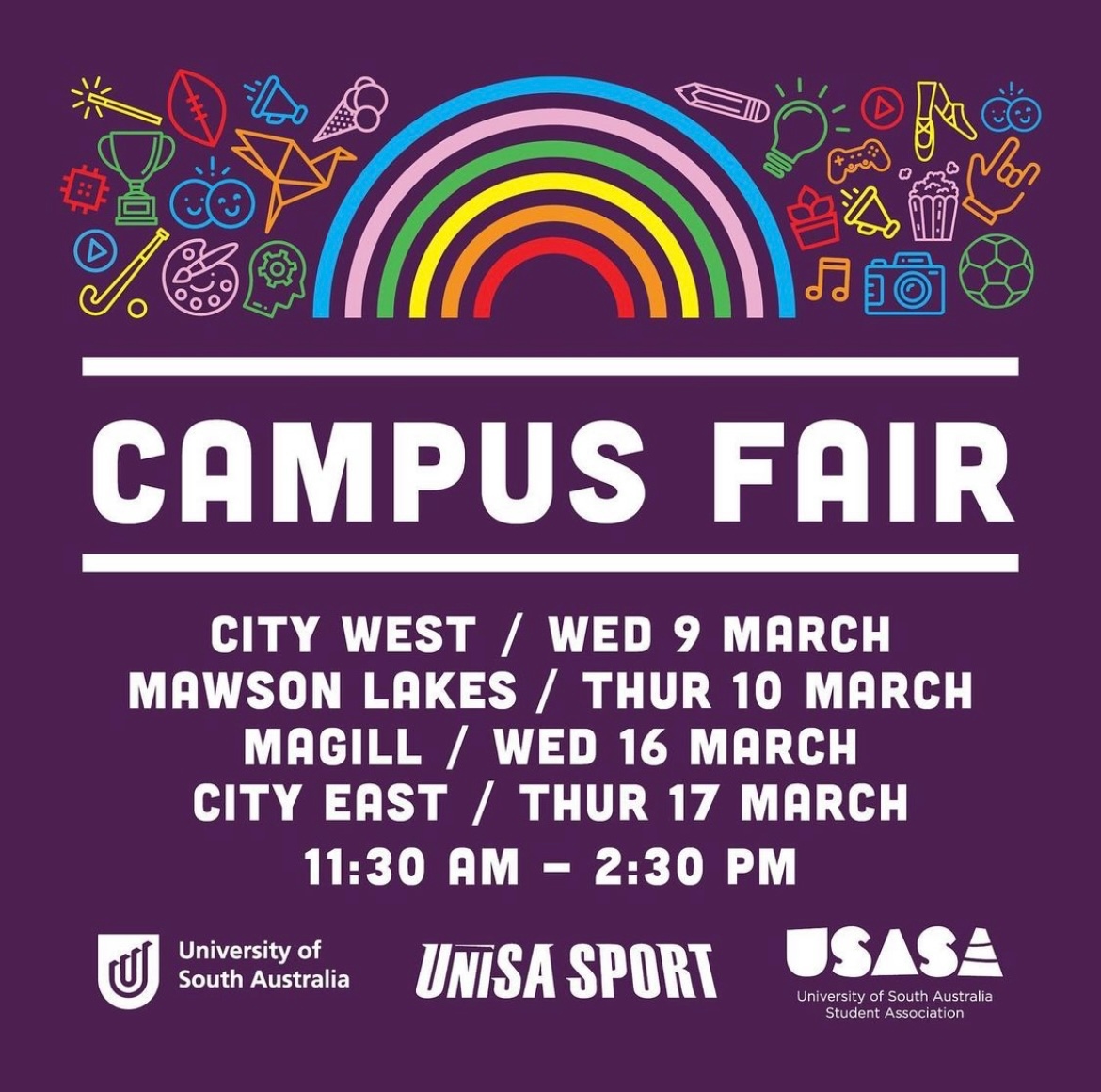 VERSE at Campus Fair! 🎪🌈

Campus Fair is kicking off this week at City West and Mawson Lakes! We can't wait to meet both new and returning students 💛

Pop past our stall to pick up some freebies and a copy of our latest edition!

📷: @usasaadelaide