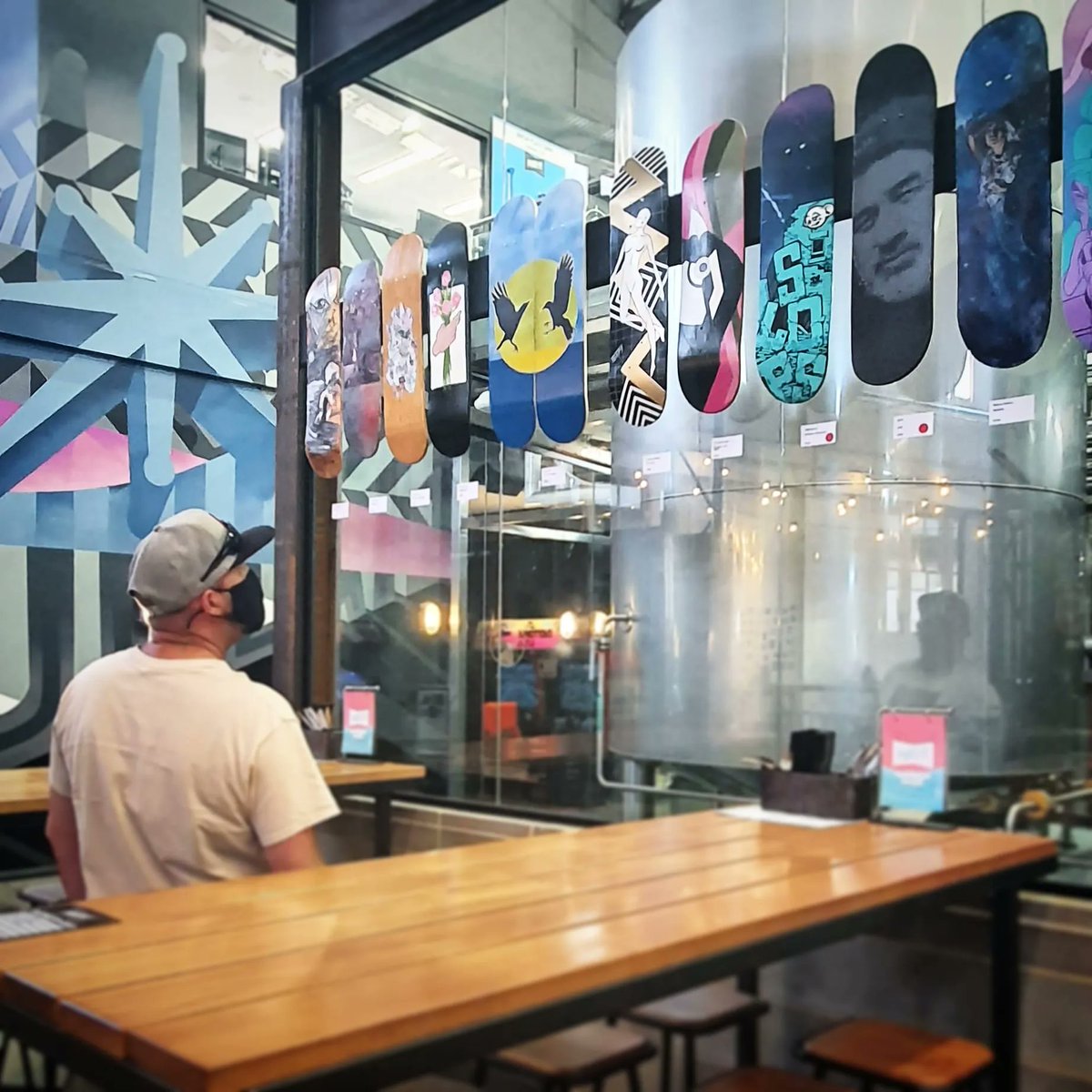 Sneaky trip down to @PirateLifeBeer for a gander at the @boardtodeath_art exhibition. Nice spot for a refreshing ale too it turned out! #piratelifebeer @piratelifebeer #boardtodeath_art #skateboards #skateboardart #skategraphics #adelaideart #skategraphics #sk8 #skatelife