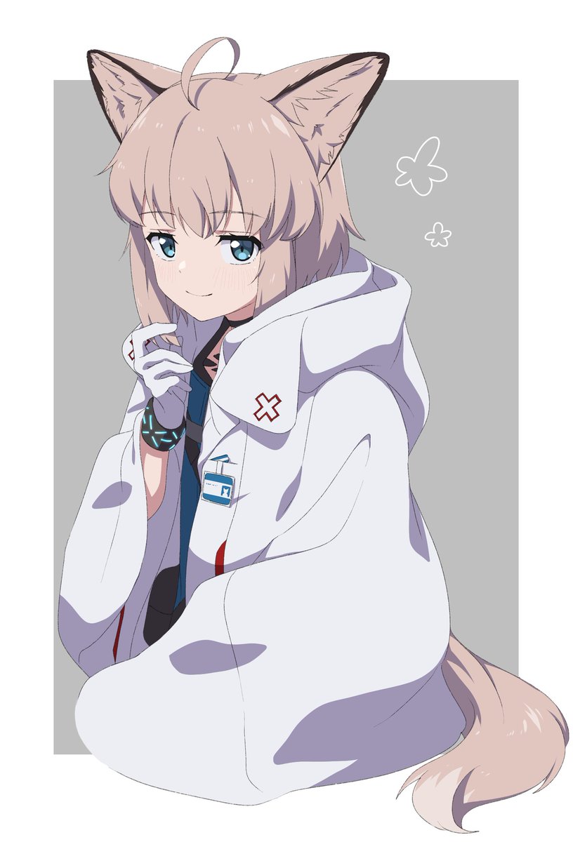 sussurro (arknights) 1girl solo animal ears gloves ahoge tail white gloves  illustration images