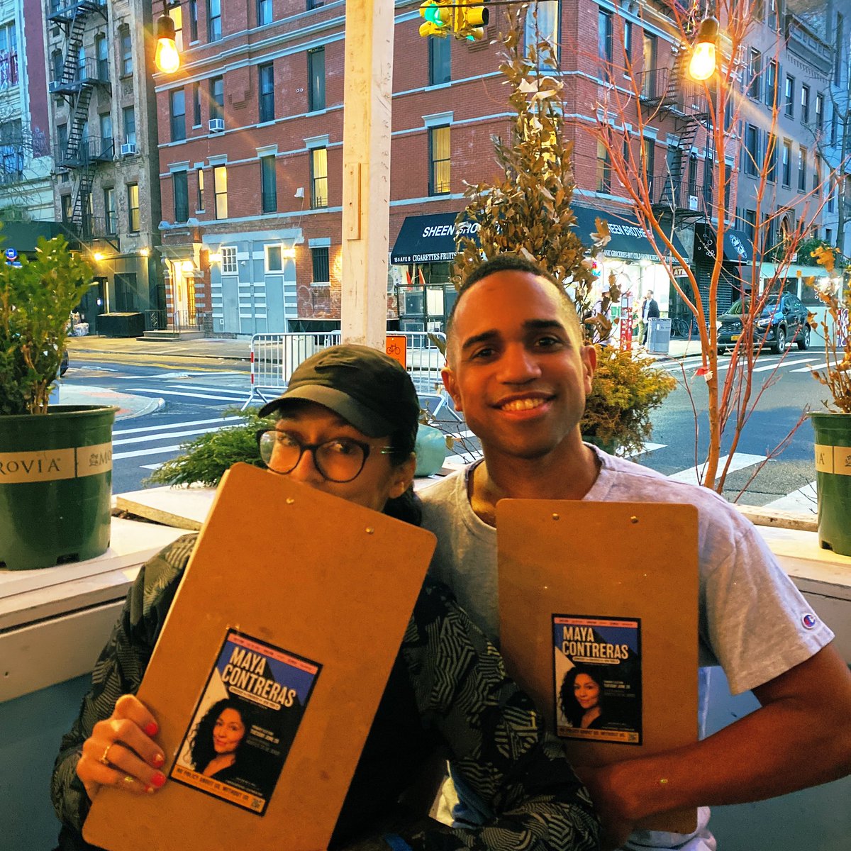 mayatcontreras's tweet photo. Such a beautiful day petitioning. Joyous. I truly love the people in my district. So thankful for Michael who petitioned w/me. I was so happy that someone donated new clothing to John. I met Kollier din-Bangura, a wonderful artist from Sierra Leone today too! #MayaforCongress https://t.co/elOr9Q2odo