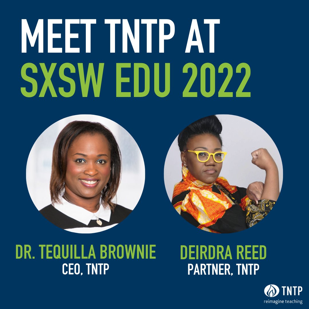 TNTP's tweet photo. The brilliance of Deirdra was on full display this afternoon at @SXSWEDU and the countdown to Tequilla's session is on! Watch her live tomorrow and join us here as we live tweet all the gems she'll be dropping!💎
#TNTPCEO #SXSWEDU #DisruptInequity #EconomicMobility https://t.co/8UK01LVOqp