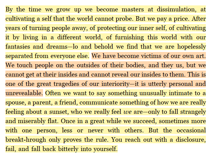 FilthyFyodor's tweet photo. Ernest Becker, Birth and Death of Meaning: "By the time we grow up we become masters at dissimulation, at cultivating a self that the world cannot probe. But we pay a price." https://t.co/Du9grkxTFE