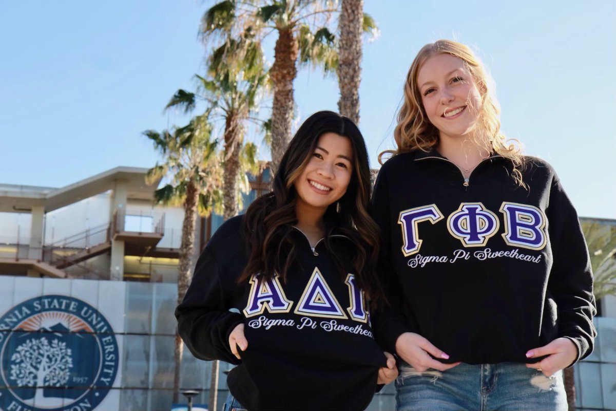 csuf_sigmapi's tweet photo. A huge congratulations to our new sweethearts!! We are excited and honored to have these two join the Sigma Pi family. They have always shown their endless support. We are proud to have these two represent our chapter. 
We love you both 💜💛 https://t.co/NAyGduSlZQ