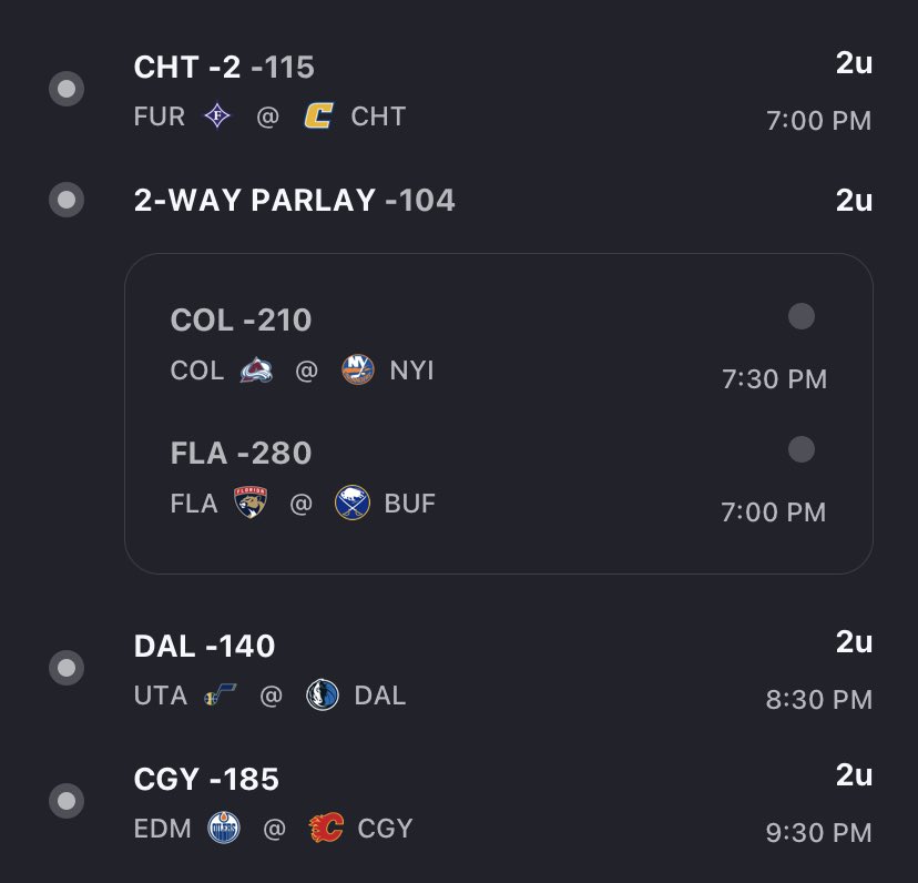 VoltagePicks's tweet photo. 3/7 Plays for the day 

#GamblingTwitter #Sportsbetting #bettingtips #NHL #NBA #CBB #VoltageLocks https://t.co/LKknhAr4DF