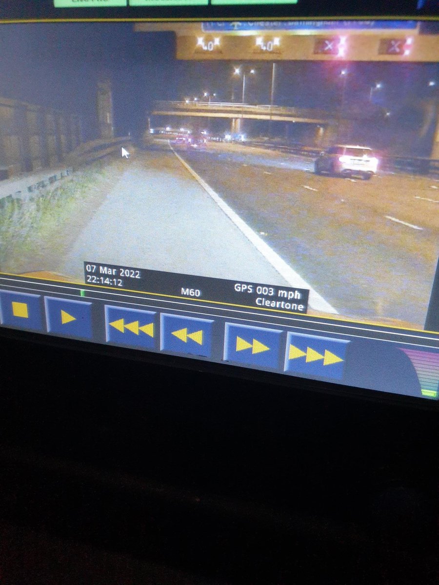 NWmwaypolice's tweet photo. #ME48 had only just finished with one driver for breaching a red X at Jct 23, M60 C/W &amp; this driver was stopped for the same offence stating he couldn't see road workers in road so thought it was okay. 
Driver sent to court.
@gmptraffic @NationalHways https://t.co/uGdEJ1mOrx