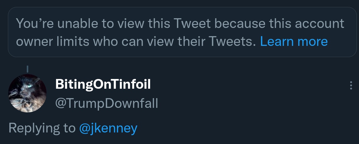 TrumpDownfall's tweet photo. Oh, the irony!!! 😂😂😂🤡

#cowardlykenney #kenneyblockparty #blockedbykenney #kenney #canpoli #cdnpoli #abpoli #ableg https://t.co/YzTCCBYCZz