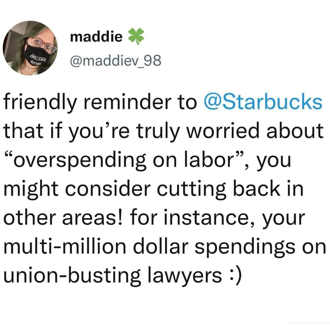 SEIU's tweet photo. Starbucks workers continue to make waves, and the mega-rich corporation keeps doing all it can to bust their union. We’re sticking together and intimidation tactics won’t work! #Starbucks #UnionsForAll 

Show your support: https://t.co/QA5nEumXfx https://t.co/A8juMGdb3u