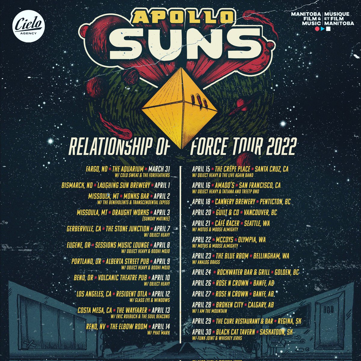 Apollo Suns (@apollosunsmusic) on Twitter photo Who knew it would be the price of gas that killed touring bands and not the pandemic.....yay!!!!!!!
See you on the road!
<a href="/cieloagency/">Cielo</a>
<a href="/yxeguitarshow/">The Guitar Show YXE</a>
<a href="/wayfarercm/">The Wayfarer</a>
@TheBrokenCity
<a href="/guiltandcompany/">Guilt & Co.</a>
<a href="/ResidentDTLA/">ResidentDTLA</a>
@TheWECC
<a href="/LaughingSunBrew/">Laughing Sun Brewing</a> Who knew it would be the price of gas that killed touring bands and not the pandemic.....yay!!!!!!!
See you on the road!
<a href="/cieloagency/">Cielo</a>
<a href="/yxeguitarshow/">The Guitar Show YXE</a>
<a href="/wayfarercm/">The Wayfarer</a>
@TheBrokenCity
<a href="/guiltandcompany/">Guilt & Co.</a>
<a href="/ResidentDTLA/">ResidentDTLA</a>
@TheWECC
<a href="/LaughingSunBrew/">Laughing Sun Brewing</a>