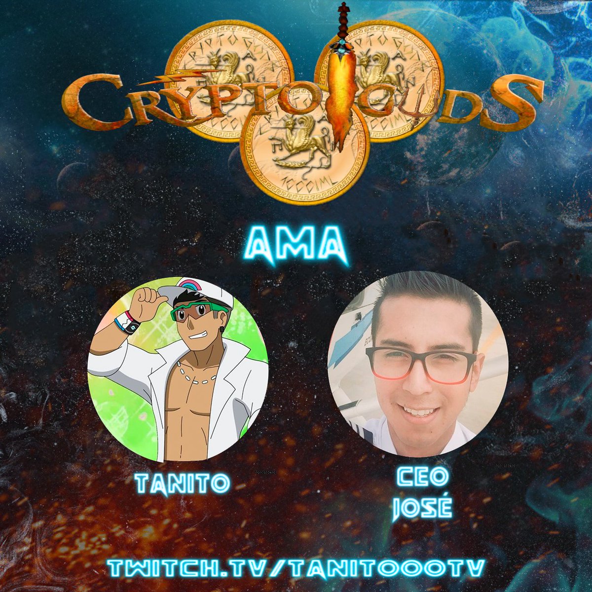 TanitoNft's tweet photo. AMA con @CryptoGodsSs + Sorteo  $300 🎉

8/3 🎉
17hs Arg 🇦🇷 20hs UTC 🚩

1.Seguirme en Twitter a mi y a CryptoGods

2.Estar en Telegram! https://t.co/penoousXQH

3.Dar #like y #Rt a este post

4.Comentar etiquetando 2 amigos.

🏆Exitos a todos🏆
(Se dirán capturas de validación) https://t.co/ITaPvxxePF
