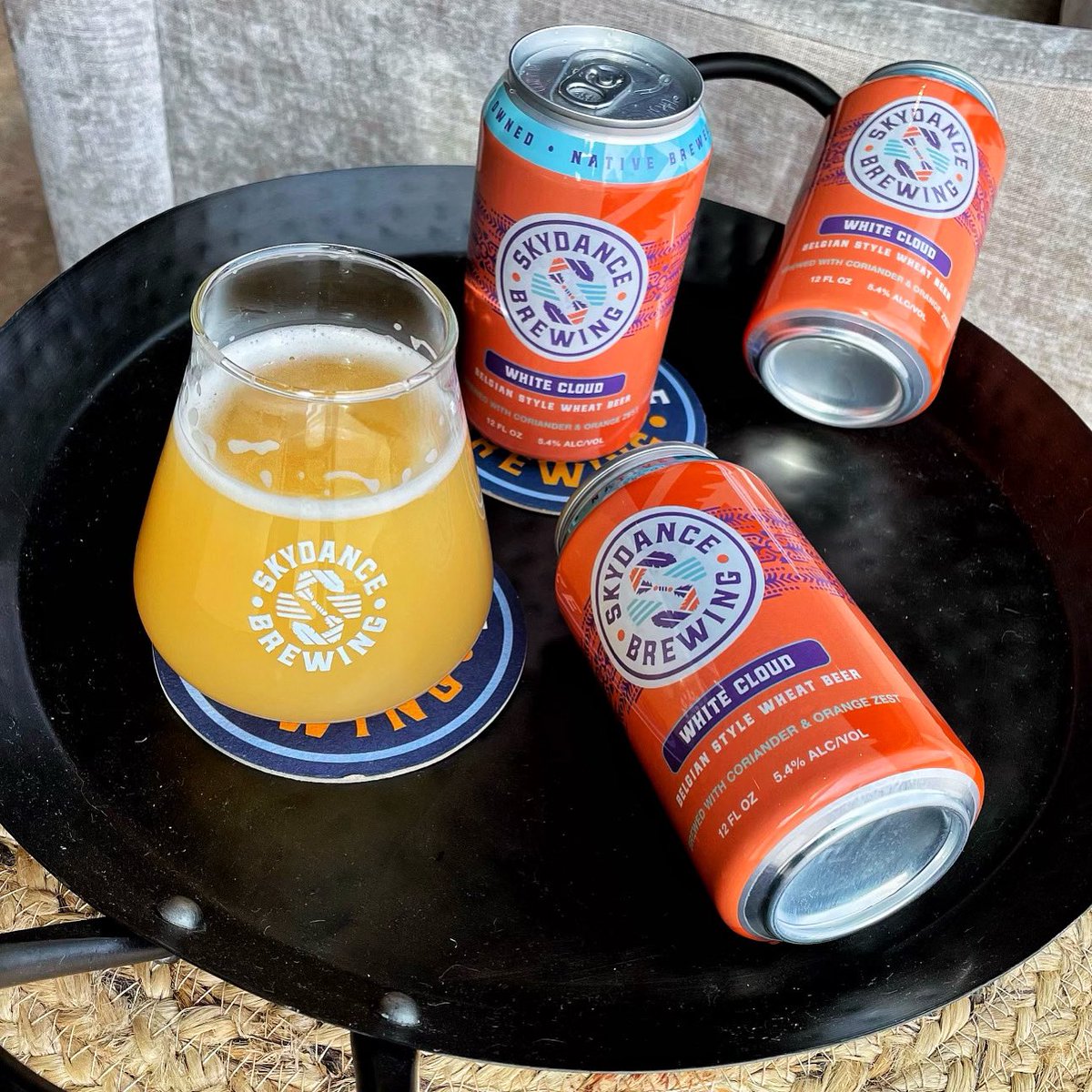 SkydanceBrewing's tweet image. Look what’s available again in the taproom! White Cloud Belgian Wit is on tap right now and available in 12oz 6-packs TOGO. Plus…check out our new stemless glassware. #n8vbrewed #skydancebrewing