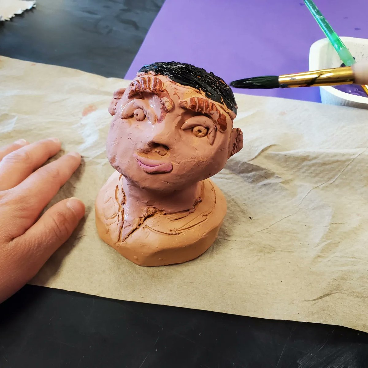 OAP_ART's tweet photo. I'd say our first time doing clay busts went really well! Shout out to @artwithtrista for the great YouTube tutorial! #4thgrade @OAPetersonNISD @NISDFineArts https://t.co/1q8Ke8b6Uy