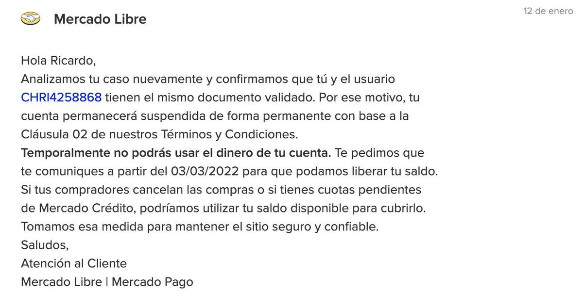 Musiclandgo's tweet photo. @ML_Ayuda Amigos! me cancelaron mi cuenta hace ya 3 meses! me dijeron pasado este plazo me contactara para liberar mi dinero de mercado pago! me pueden apoyar con eso por favor usuario: ventas@musiclandgo.com https://t.co/sJPCWZbRru