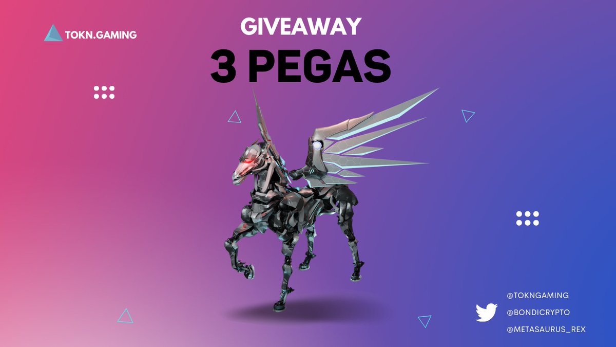 Metasaurus (@metasaurus_rex) on Twitter photo 🐎PEGA GIVEAWAY🐎
TOKN.Gaming is giving away a 3 Pegas #PegaxyScholarships!!
To enter
Like / RT / Tag 3 friend
Follow:
<a href="/Metasaurus_rex/">Metasaurus</a> and <a href="/BondiCrypto/">BondiCrypto.eth</a>
Draw in 72 hrs!!!
#PlayToEarn #PegaxyScholarship
<a href="/PegaxyOfficial/">Pegaxy</a>
#PEGAXYGIVEAWAY #pegaxy #Play2Earn #NFTCommunity #P2E 🐎PEGA GIVEAWAY🐎
TOKN.Gaming is giving away a 3 Pegas #PegaxyScholarships!!
To enter
Like / RT / Tag 3 friend
Follow:
<a href="/Metasaurus_rex/">Metasaurus</a> and <a href="/BondiCrypto/">BondiCrypto.eth</a>
Draw in 72 hrs!!!
#PlayToEarn #PegaxyScholarship
<a href="/PegaxyOfficial/">Pegaxy</a>
#PEGAXYGIVEAWAY #pegaxy #Play2Earn #NFTCommunity #P2E