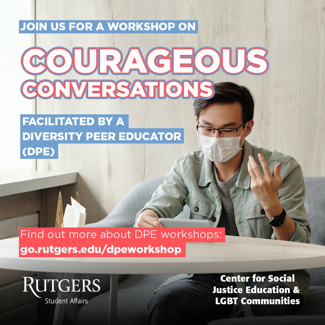 Request a workshop at your next student org meeting! Topics include Courageous Conversations, Diversity in Media, and more. Request a free workshop led by Diversity Peer Educators today: go.rutgers.edu/dpeworkshop #Rutgers #weRunited