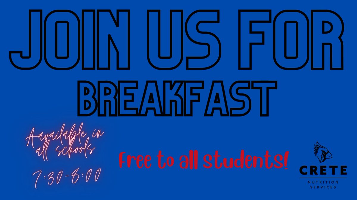 Come celebrate National School Breakfast Week with us.  Available daily 7:30-8:00