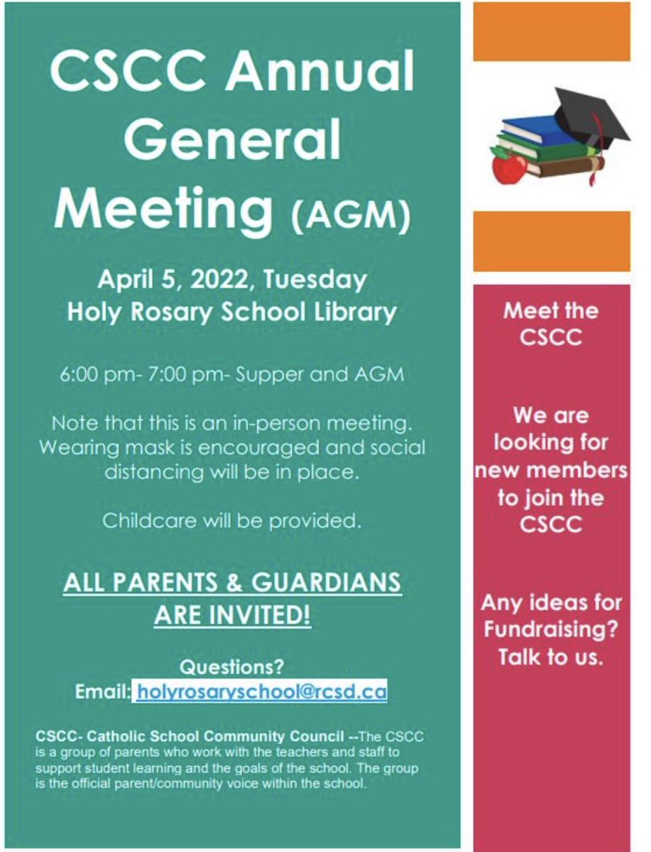 HolyRosaryCSCC's tweet photo. It's that time of the year! AGM time. Parents and guardians of the students of Holy Rosary are invited. https://t.co/LoKTmlFiqN