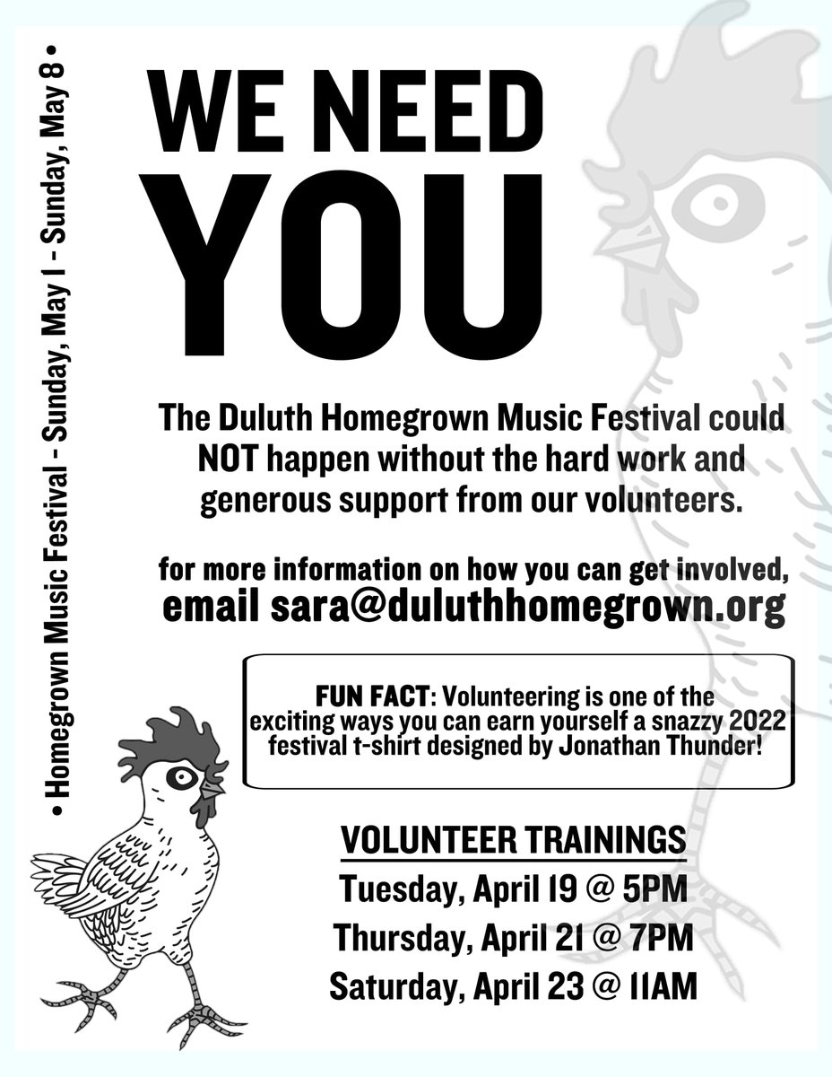 Festival time is around the corner and we are looking for volunteers to help make it happen. Reach out to  sara@duluthhomegrown.org if you are interested.
#dhgmf22