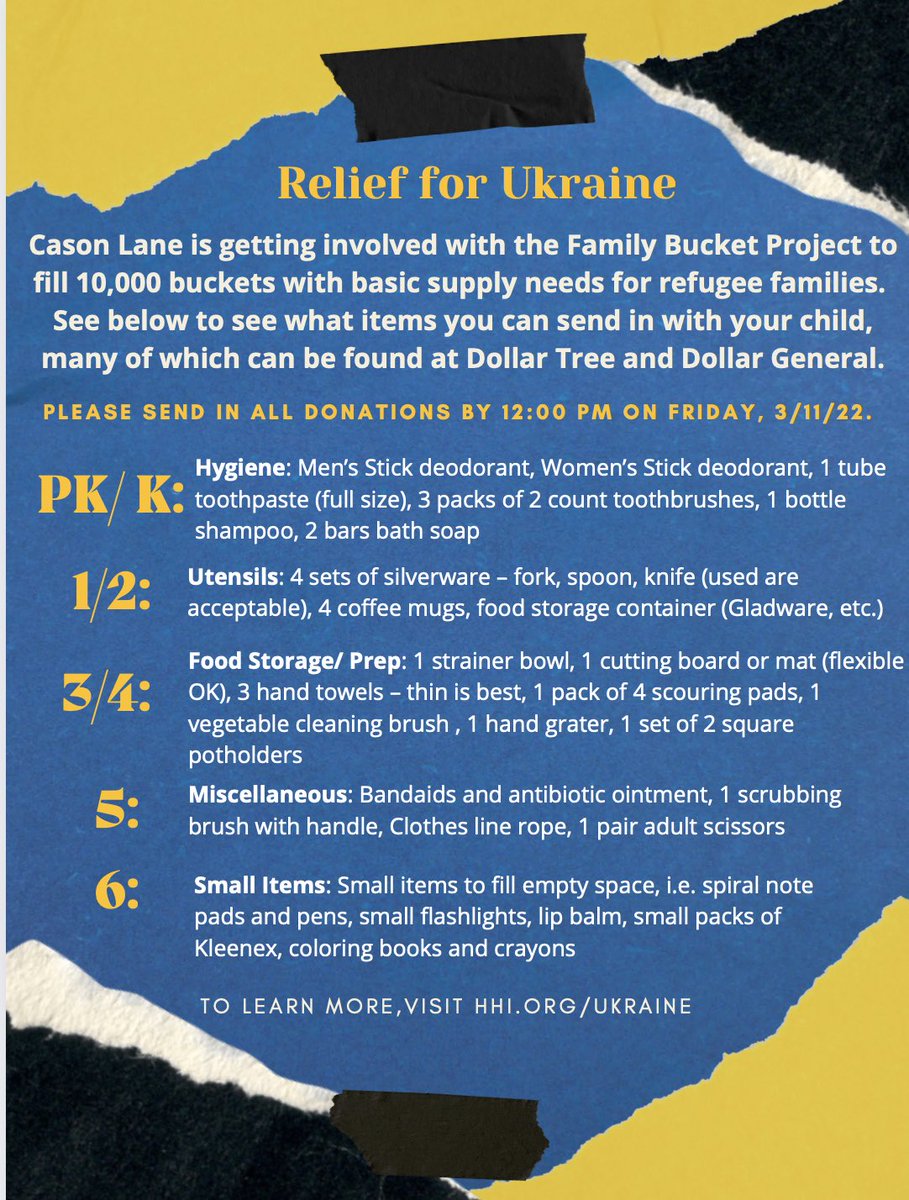 CLAchargers's tweet photo. Cason Lane is getting involved with the Family Bucket Project to fill 10,000 buckets with basic supply needs for refugee families. 

Thank you in advance for helping us come together to support this worthy cause!

https://t.co/mbHQWQEI4N

#CARINGlearningachieving https://t.co/YGBcA6zmT8