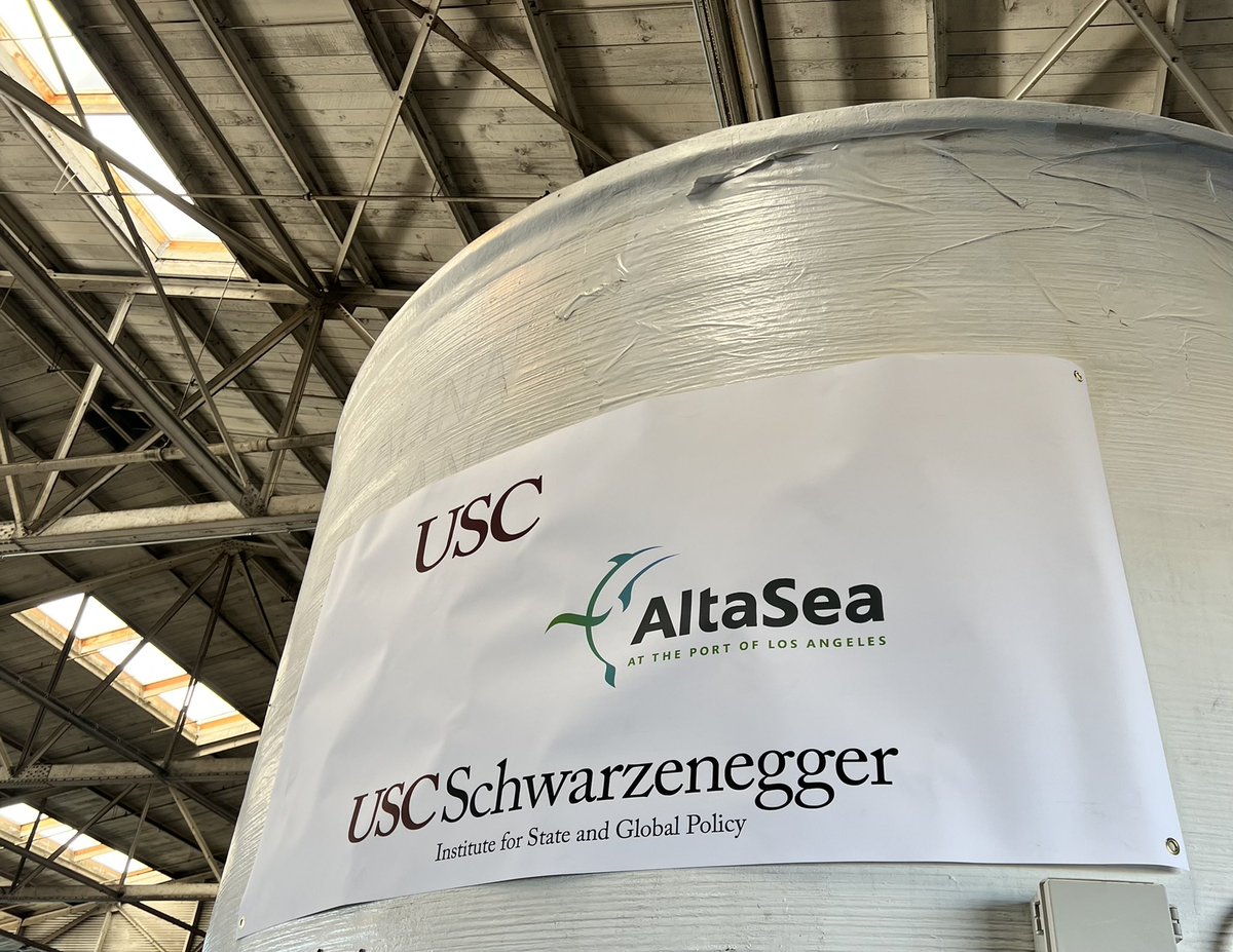 BillLeachPhD's tweet photo. Thank you @PresidentFolt for leading today’s grand opening of the USC-@AltaSeaOrg aquaculture lab. Celebrating along with PhD candidates Anupam Singh and @hardenmaddelyn. https://t.co/o0I2XFsxpi