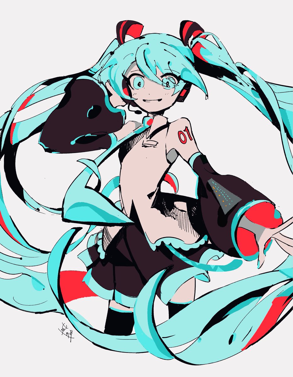 初音ミク 「初音ちゃん 」|革蝉のイラスト